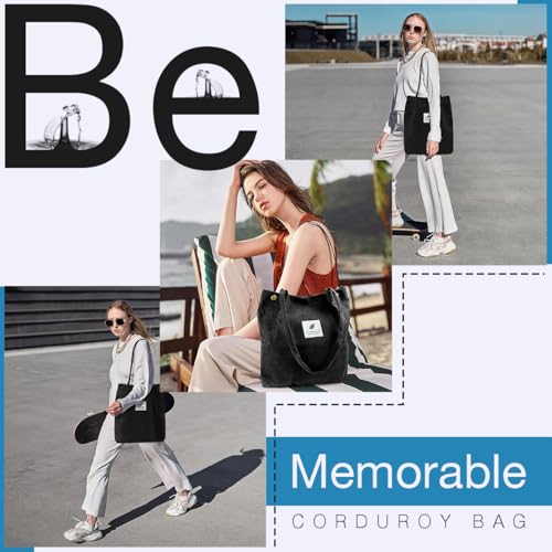 Image of Lyrovo Women Corduroy Shoulder Tote Bag for Work Beach Travel and Shopping Grocery