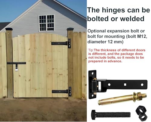 Heavy Duty Gate Hinges 900 Lbs Capacity - 13" Bolt-On or Weld-On Hinges with Built-in Ball Bearings, 180° One-Way Open for Wooden/Metal Gates, Fence, Barn,Garden Gates, Sheds (Patent Pending) by HFCENXIE - Image 5