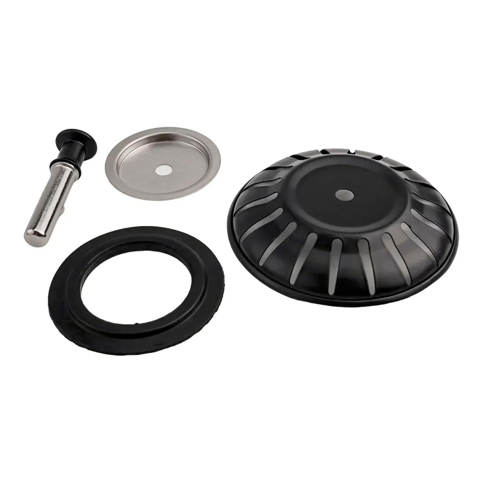 Tappo per lavello in acciaio inox 304, nero, 8 cm, tappo di scarico per cucina e bagno, con guarnizione in gomma