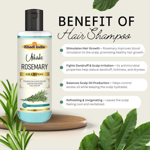 Image of Khadi Natural Rosemary Hair Shampoo for Hair Fall Control, Dandruff Care & Hair Growth - Herbal Cleanser for Men & Women - Gentle Daily Use | 210ml