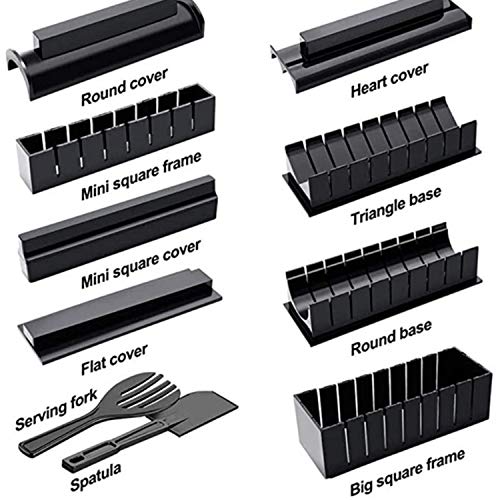 Ured Professional DIY Sushi Maker Kit, Premium 10pcs Diy Sushi Set Sushi Maker, Upgrade Sushi Roller Rice Mold Easy To Use, Graceful Can Make 8 Kinds Of Sushi Patterns