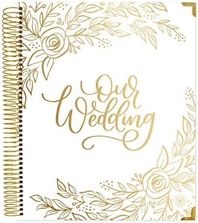 bloom daily planners Hard Cover Wedding Day Planner & Organizer (Undated) - 9" x 11" - Gold Floral