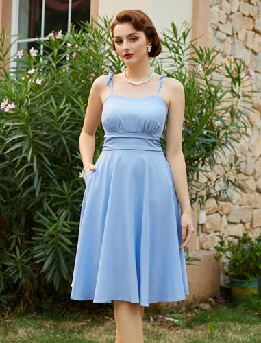 Image of Belle Poque Women's Spaghetti Strap Midi Vintage Tea Party Dress | Belle Poque Women's Spaghetti Strap Midi Vintage Tea Party Dress,A-line,Cocktail Dress,Graduation Homecoming Dress