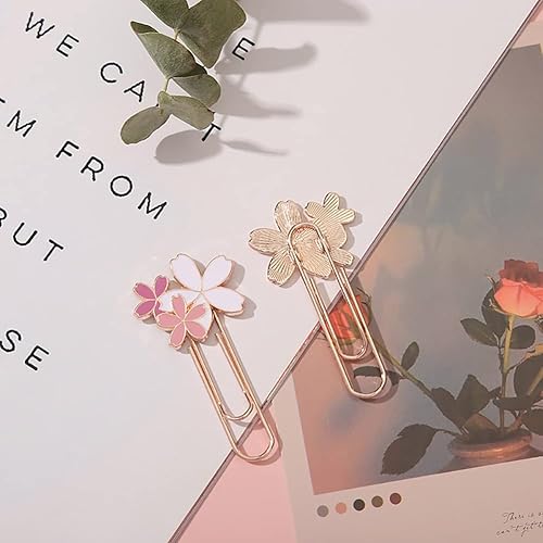Miniatura 5 de Paquete de 6 marcadores con clip de tres flores de cerezo suministros de oficina planificador accesorios clips en marcapáginas