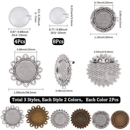 Kit para hacer broches alfileres de cabujón con base de broche de media y bandejas de bisel 3