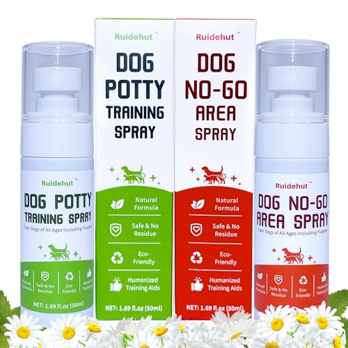 Dog Potty Training Spray & NO-GO Area Spray | Helps Train Puppies & Dogs Where to Potty | Dog Pee Training Spray | Suitable for Indoor & Outdoor Use | (1.6 Fl Oz Spray Set)