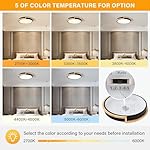 Dimmable Wood LED Flush Mount Ceiling Lights, 5CCT 2700K-6000K Black Hallway Lighting Fixtures, Minimalist Circular Ceiling Lamp for Bedroom Laundry Room Kitchen Entryway - Image 4