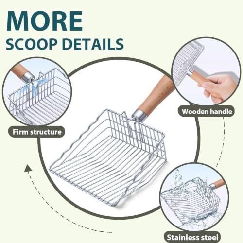 Image of Cat Litter Scoop, Stainless Steel Kitty Metal Scooper with Hook and Hole
