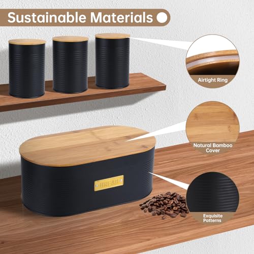 Lannvan Portapane Nero - con coperchio ermetico in...