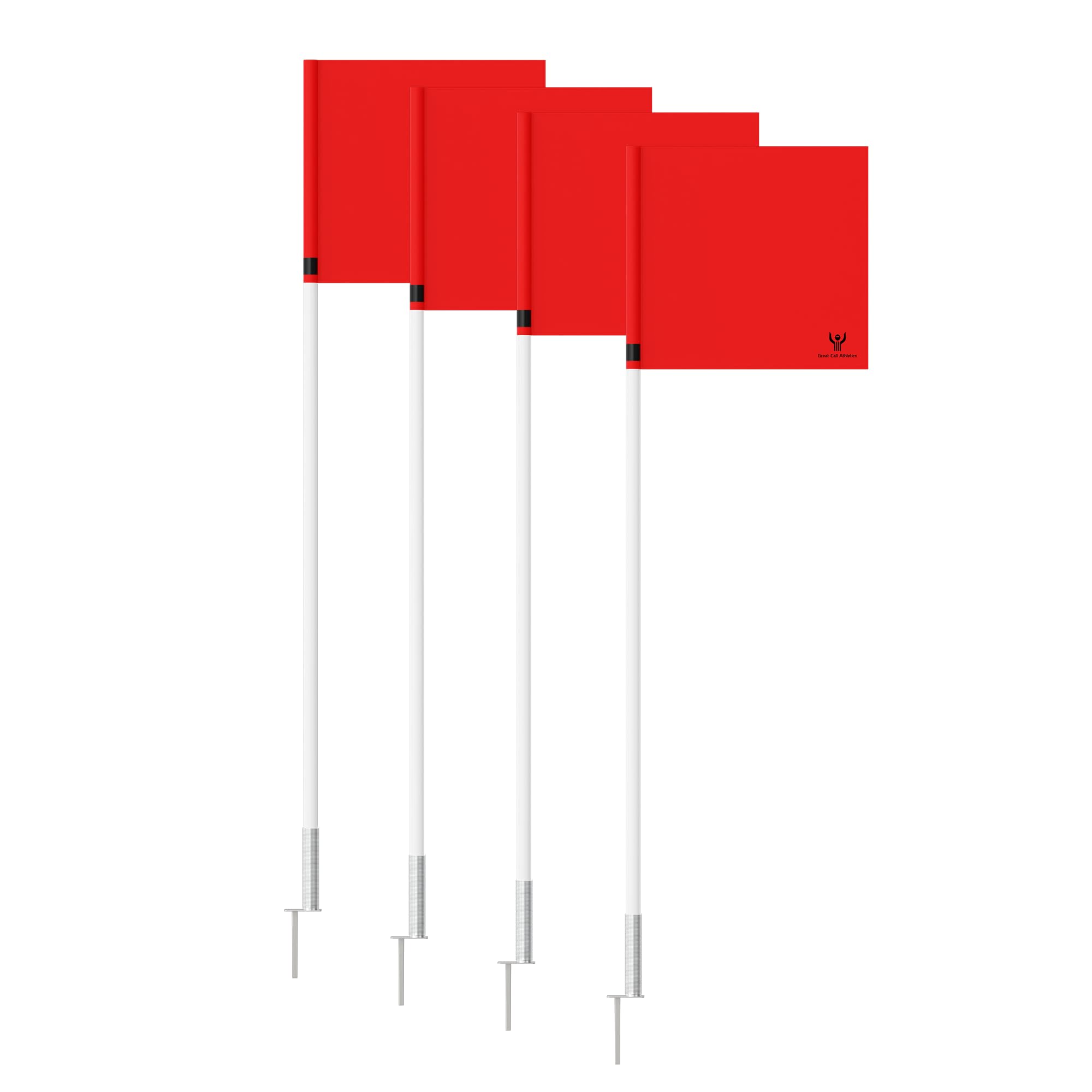 | PRO Soccer Field Corner Flag Set of 4 | Red Flags Sports Marker Set Football Poles Spike w/Spring