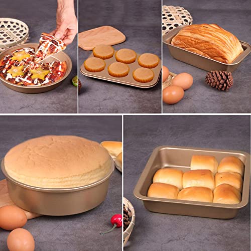 Nonstick Bakeware Set,5Pcs Bakeware Include Loaf Pan, Square Pan, Round Cake Pan, 6 Cups Muffin Pan #TOP5
