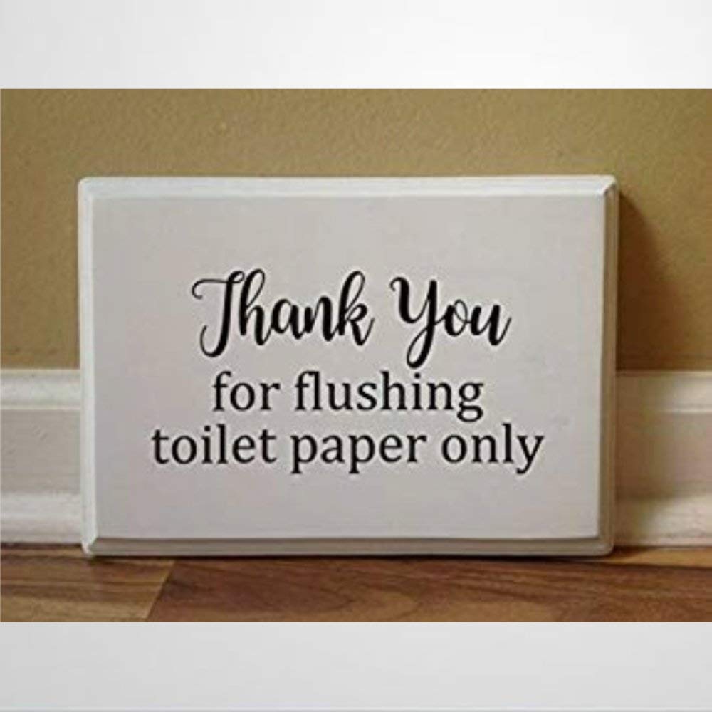 Byron Hoyle Wooden Sign Thank You For Flushing Toilet Paper Only Sign Sensitive Plumbing Septic System Rules Do Not Flush Wood Plaque Wall Art Funny Wood Sign Wall Hanger Home Decor
