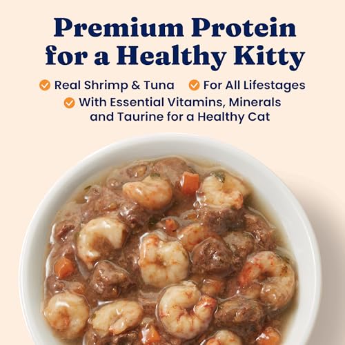 Image of Solid Gold Wet Cat Food Shreds in Gravy - Canned Cat Food Made w /Real Tuna & Shrimp - Five Oceans Grain Free 16ct /6oz Can