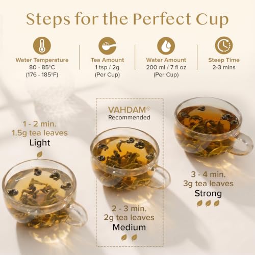 Image of VAHDAM, Earl Grey Citrus Green Tea Loose Leaf (50+ Cups, 3.5 oz) Loose Leaf Earl Grey Green Tea With Pure Bergamot Oil | High Elevation Grown | Vacuum Sealed for Freshness