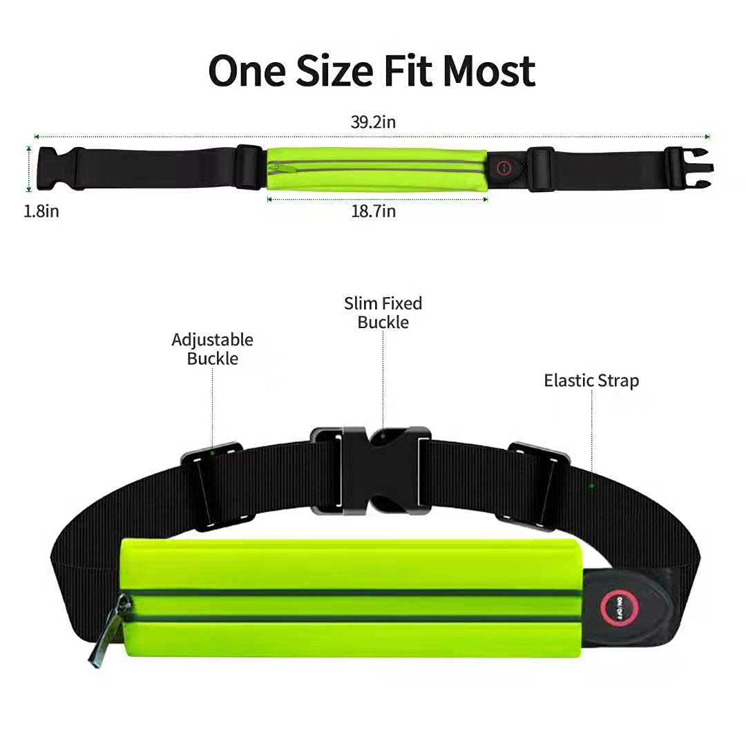Borsa Da Corsa LED Verde Ultra ULWST1 - Cintura Impermeabile USB Ricaricabile
