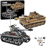 Cattle WW2 Army Tank Toys Building Kit, A German Tiger & an American M4 Sherman Tank Models 1184 Blocks Military Toy Gift for Boys Kids and Teens Age 6-14