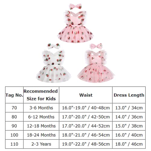 Toddler Baby Girls Sleeveless Backless Strawberry Mesh Tulle Dress Headband Little Girl Christmas Holiday Ruffle Tutu Dress Sundress Birthday Party Princess Dresses 2Pcs Summer Outfit Pink 12-18M #TOP6