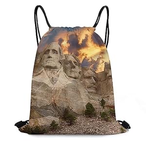 Drawstring Bag – Mount Rushmore National Memorial Park Drawstring Backpack Bag Waterproof Sport Gym Sackpack