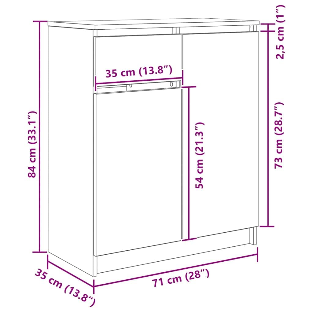 vidaXL Aparador con cajón Roble Sonoma 71x35x84 cm Madera ingeniería, Armario de almacenaje, Mueble aparador, Mueble de Pasillo, Mueble Buffet