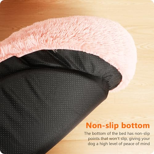 HMTOPE Orthopädisches Hundebett rund Hundekissen Hundesofa Katzenbett Donut Kuscheliges Hundekorb Waschbar, 100 cm Ø, Rosa