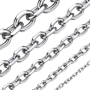 ChainsHouse Stainless Steel Cable Chain Necklaces for Men Women, 3mm/5mm/7mm/9mm/12mm 18K Gold/Black Plated Mens Cable Link Chains, 18"-30" Length - Send Gift Box c: stainless-7mm 26 Inches