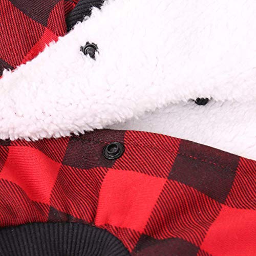 Pawz Road Dog Plaid Shirt Coat Hoodie Pet Winter Clothes Warm And Soft For Medium And Large Dogs,Upgrade Version Red L #TOP6