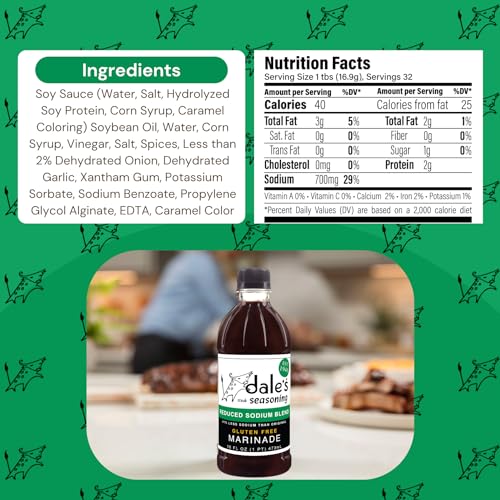 Dales 1405391 Dale'S Reduced Sodium Steak Seasoning And Marinade | (1) 16 Oz Bottles | Our Award Winning Steak Sauce And Marinade Is Cholesterol Free And Low Sodium I Gluten Free thumb #3