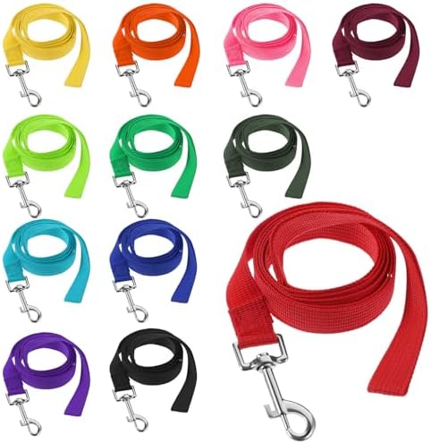 12-Pack Nylon Dog Training Leash Set, 5 ft Leashes in 12 Colors f...