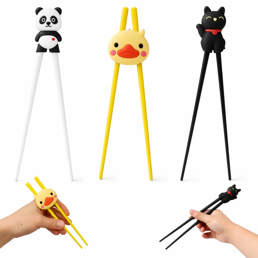 3PCS Training Chopsticks, Non-Slip Rebound Learning Chopstick Beginner