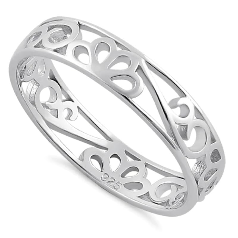 Bague empilable en argent 925 ornée de fleurs : cadeau romantique femme