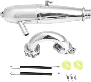 Dilwe RC Car Exhaust Pipe, Aluminium Alloy Dual Exhaust Joint Tube for HSP Redcat 1/8 RC Car/SH 21/28CXP Engine RC Model Upgrade Part Accessory