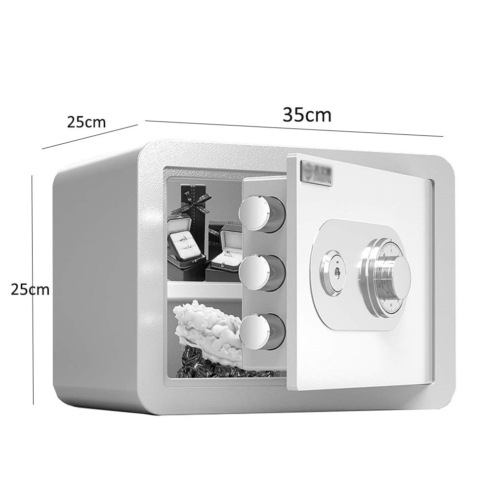 Cassetta di Sicurezza con Password, cassaforte Meccanica con Password, Armadio da 25 cm con Chiave Mini cassaforte Invisibile da Comodino con codice Ufficio Cassaforte antifurto Interamente