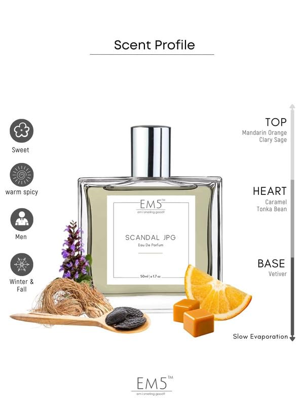 Image of EM5 Scandal JPG Perfume for Men | Citrus Aromatic Fresh Spicy Fragrance | Eau De Parfum Spray | Luxury Gift for Him