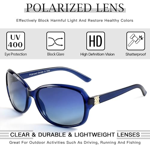 Image of SIPHEW Polarized Sunglasses for Women | UV400 Protection | Vintage Sun Glasses,Wraparound Shade,Lightweight & Comfortable,Big Sunnies eyewear,Driving,Outdoors