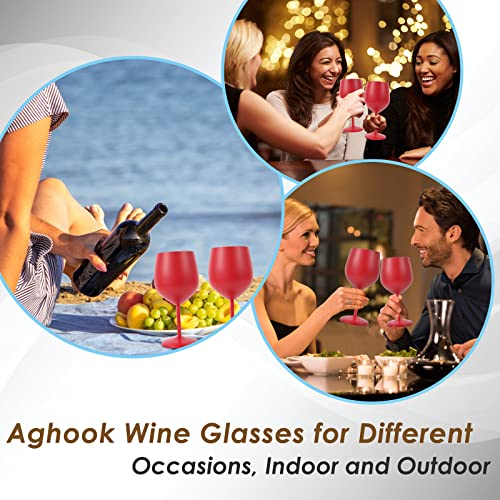 Aghook Wine Glasses 18/8 Stainless Steel, Set Of 2 16 Oz Stemmed Wine Goblets, Bpa Free Copper Coated Shatterproof, Elegant Tone Drinkware For Champagne And Cocktails, Great For Daily, Formal, Party #TOP3
