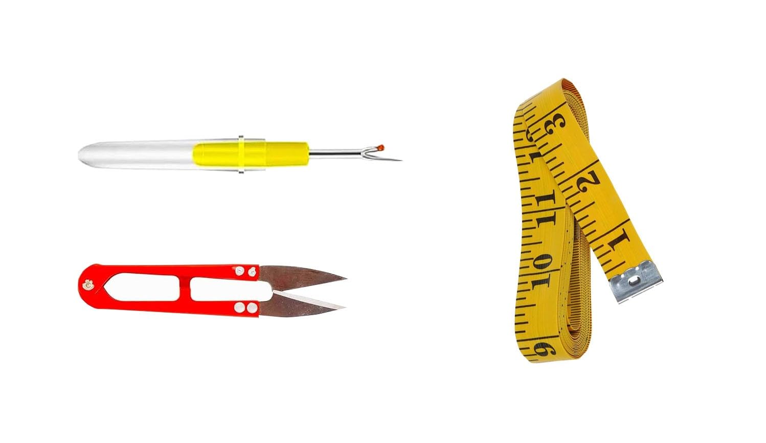 Gemsy 3 in 1 Combo Seam Ripper | 1 Thread Cutter | Inch Tape for Home Tailoring and Professional Material for Sewing,Tailoring Combo