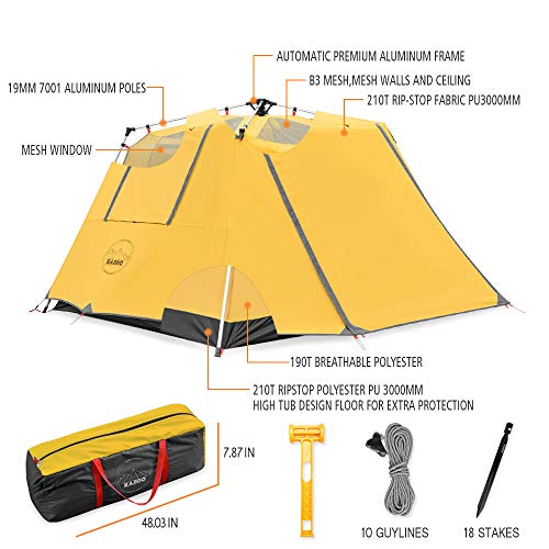 Kazoo Camping Tents 6 Person Waterproof Instant Tents 6 People Cabin Tent Easy Setup With Sun Shade Automatic Aluminum Pole #TOP5