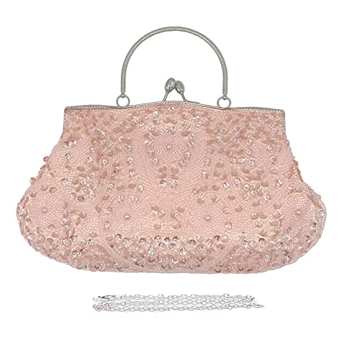 Pochette de soirée vintage avec perles et fleurs pour femme, champagne Cover