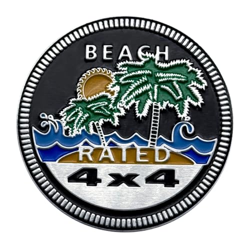 YUPIKJI Beach Badge Rated Car Emblem, Car Exterior Emblems Badge, 4 x 4 3D Metal Car Badge Decals Stickers Round Emblem Decals, Auto 3D Round Emblem Decals for Most Vehicles (Beach Rated)