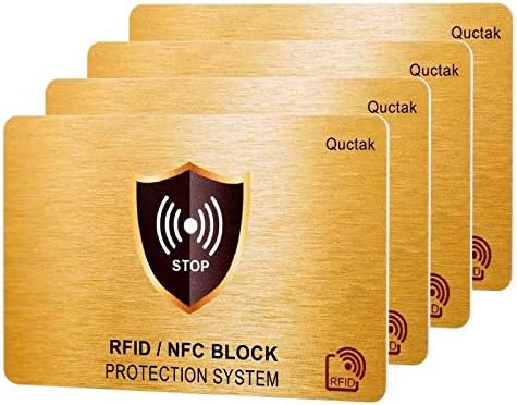 RFID Blocking Card | NFC Contactless Cards Protection | Protect Your Entire Wallet | No More Need for Single Sleeves | for Men or Women, Debit Card Holder (Gold)