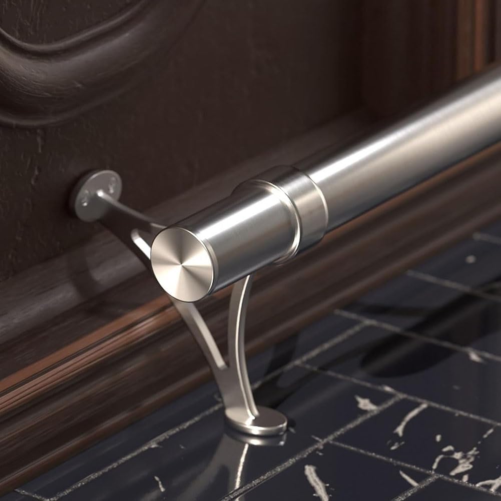 Bar Foot Rail Kit, Undercounter Mount Hardware and Tubing Complete Kit 2'' OD Stainless Steel Brushed Finish for Home Kitchen Restaurant Bar Counter(Silver,1.2m/3.94ft)