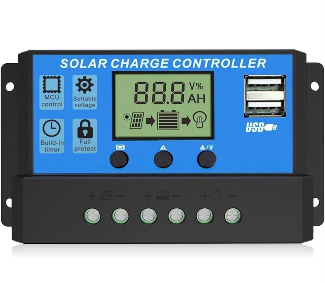 Solar Charge Controller 20A, Solar Charge Controller 12V/24V Intelligent Battery Regulator for Lead Acid & Lithium Battery with LCD Display and 3A USB Port-picture-19