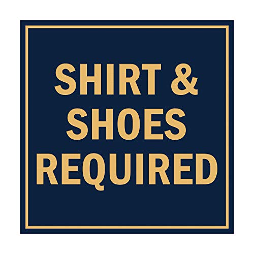 Signs ByLITA Placa quadrada necessária para camisa e sapatos com fita adesiva, montada em qualquer superfície, resistente ao clima, uso interno/externo (azul marinho/dourado) - Grande