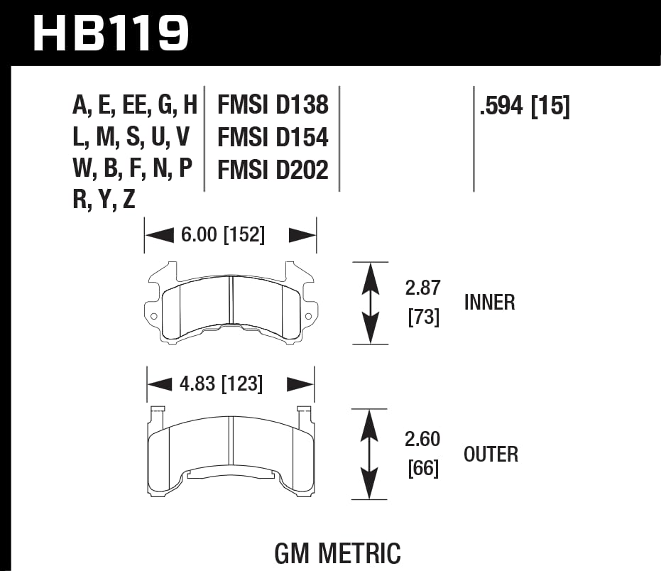 Image of Hawk Performance HB119Z.594 Performance Ceramic Street Brake Pads