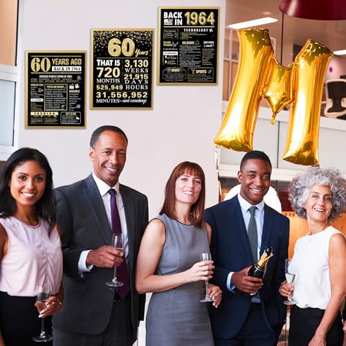 60th Birthday Decorations Back in 1964 Posters 3 Pieces 11 x 14 1964 Birthday Gifts for Men 60 Years Ago Party Decorations Supplies Large Sign Home Decor for Men and Women - Thumbnail 7