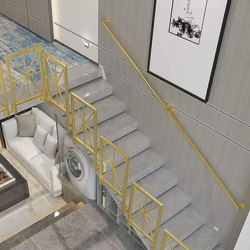 Rampe d'escalier carrée industrielle en fer forgé or kit complet - 7