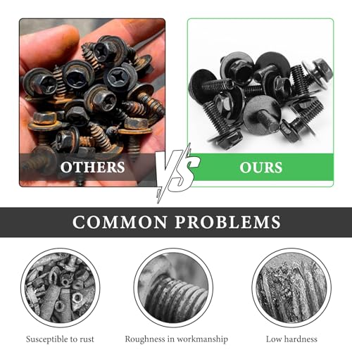 MUQIDA 10 PCS Car Body Bolt & U-Nut Kit, Bumper Fender Liner Push Retainer Fastener & Extruded U-Nuts, Universal Engine Under Cover Splash Shield Guard U Retainer for Most Cars - Thumbnail 4