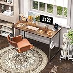 Coleshome 48 Inch Computer Desk, Modern Simple Style Desk for Home Office, Study Student Writing Desk, Vintage - Image 2