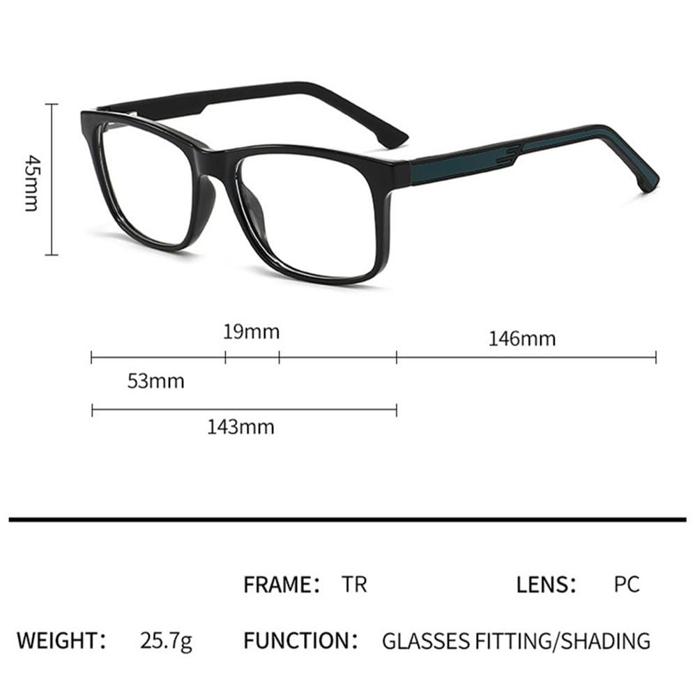 TR Ultralight Square Frame Plano-Brille für Damen und Herren, geeignet für Büro, Studium und Alltag
