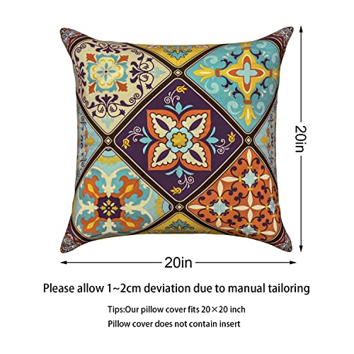 Suesoso Bohemian Pillow Cover 20X20 Ethnic Mandala Set Of 4 Pillowcase Boho Farmhouse Decor Pillow Cover Retro Floral Mandala Compass Medallion Double Sided Print Cushion Cover Home Sofa Bedroom #TOP6